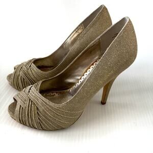 Lulu Townsend dressy metallic colored peep toe heels size 7.5